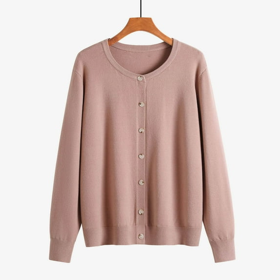Vetsdori Pink Sweater Coat for Women Plus Size Casual Button Fall Solid Long Sleeve Loose Womens Sweater Trendy