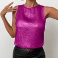 thumbnail image 1 of Elvqul Plain Tank Tops Women Plus Size Sleeveless Holiday Pullover Sequin Hot Pink Round Neck Tops, 1 of 9