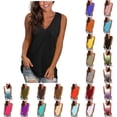 thumbnail image 1 of Elvqul Plain Tank Tops for Women Basic V-Neck Pullover Plus Size Juniors Black Sleeveless Tops, 1 of 5