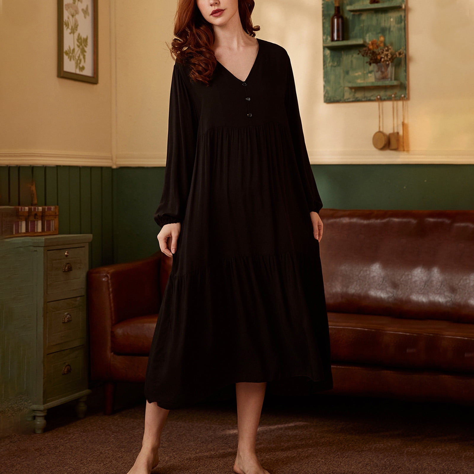 Elvqul Plus Size Cotton Nightgowns for Women Womens Long Sleepwear