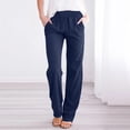 thumbnail image 1 of Elvqul Plus Size Cotton Pants for Women Navy Solid Breathable Pants for Women Clearance Pockets Pull on, 1 of 6
