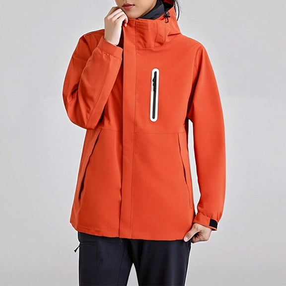 Hipattires Plus Size Jackets for Women Cargo Hood Zipper Casual Shacket Coats Fall Winter Womens Outerwear Pocket