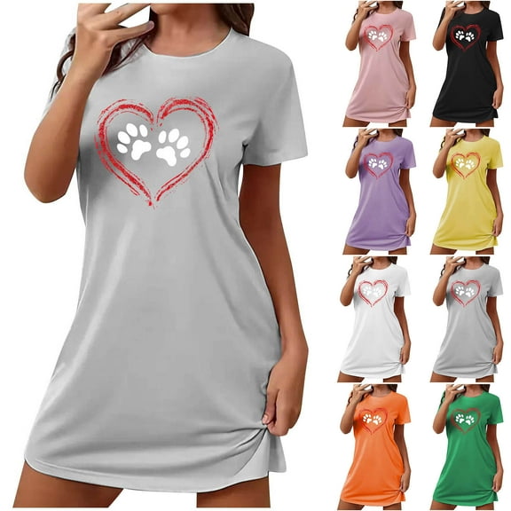 Royisotas Plus Size Nightgowns for Women Short Solid Color Pajamas Gray Comfortable Ladies Sleepwear Short Sleeve