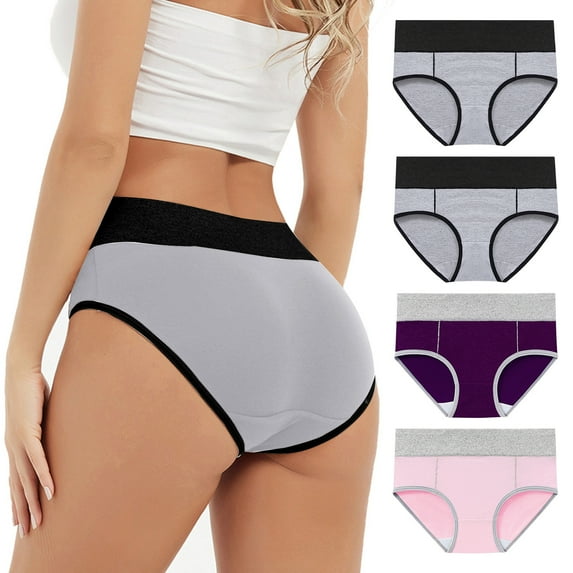 Hipattires Plus Size Panties for Women 4 Pack Packs Briefs High Cut Comfort Mix Color Womens Underwear Breathable