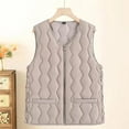 thumbnail image 1 of Elvqul Plus Size Vests for Women Casual Pockets Jackets Zipper Gray Quilted Wram Sleeveless Womens Waistcoat, 1 of 4