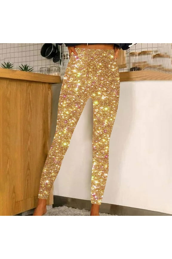 Plus Size Womens Pants Stretch Athletic Gold Print Soft Bottoms Sports High Waist Juniors Activewear Pants