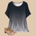 thumbnail image 1 of Elvqul Plus Size Womens Tops Crew Neck Gradient Loose Fit Casual Blouses Short Sleeve Striped Tshirts Gray Pullover Tops, 1 of 4