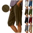 thumbnail image 1 of Elvqul Pockets Shorts for Women Loose Elastic Waist Shorts Lounge Mid Rise Quick Dry Solid Pull On Womens Bermuda Shorts Summer, 1 of 7