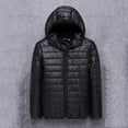 thumbnail image 1 of Elvqul Puffer Jackets for Men Hooded Black Solid Zipper Coat Warm Fashion Long Sleeve Pockets Jackets Winter Padded Shirts, 1 of 3