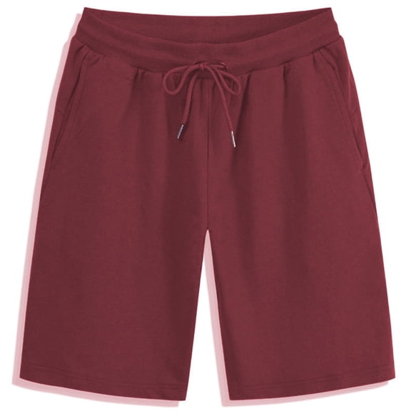 Gymvis Pull On Shorts for Men Elastic Waist Red with Pockets Basketball Drawstrings Mens Shorts Solid Color