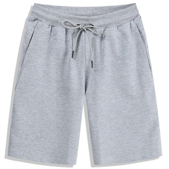 Gymvis Pull On Shorts for Men with Pockets Elastic Waist Big and Tall Casual Gray Solid Mens Shorts