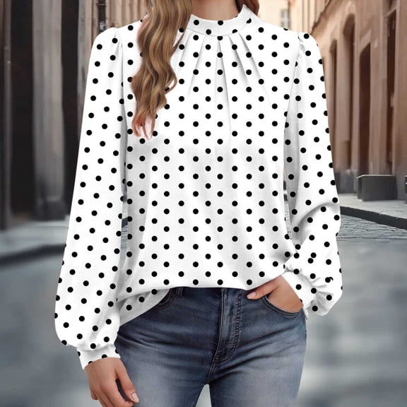 Elvqul Pullover Shirts for Women Blouses Long Sleeve Crew Neck Print Womens Shirts Going out