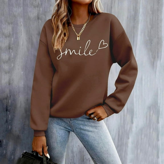 Elvqul Pullover Shirts for Women Crewneck Sweatshirts Long Sleeve Plain Winter Womens Tops