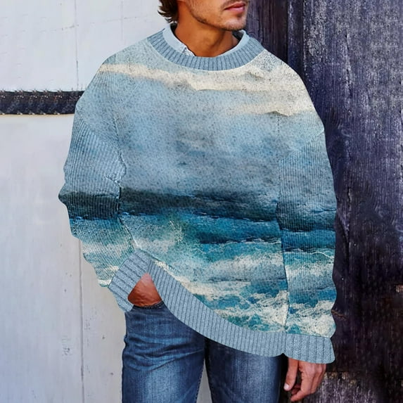 Elvqul Pullover Sweater for Men Knitted Shirts Fall and Winter Christmas Holiday Casual Funny Mens Sweater