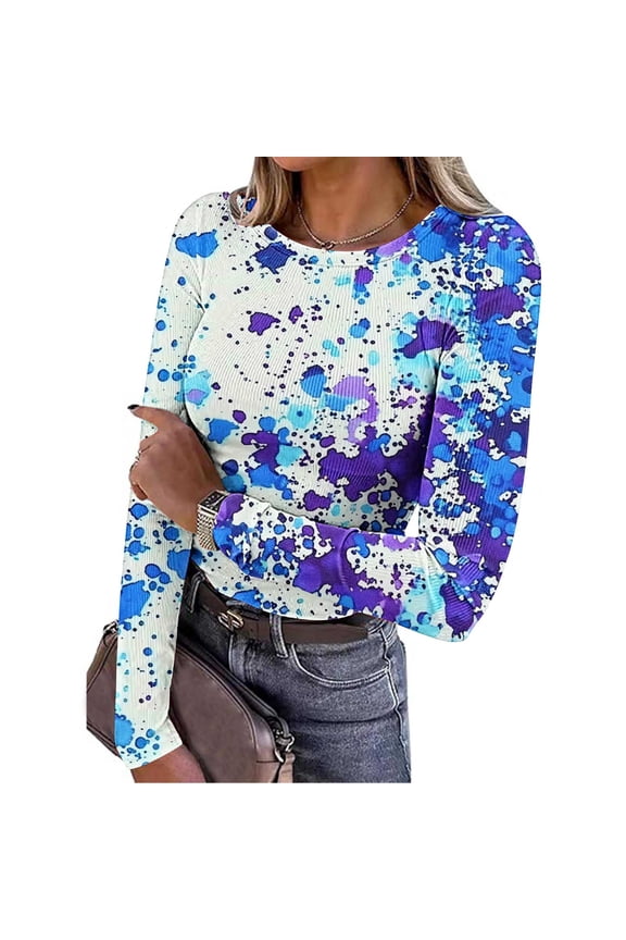 Pullover Tops for Women Long Sleeve Shirts Tunic Stretchy Summer Tummy Control Womens Blouses Plain