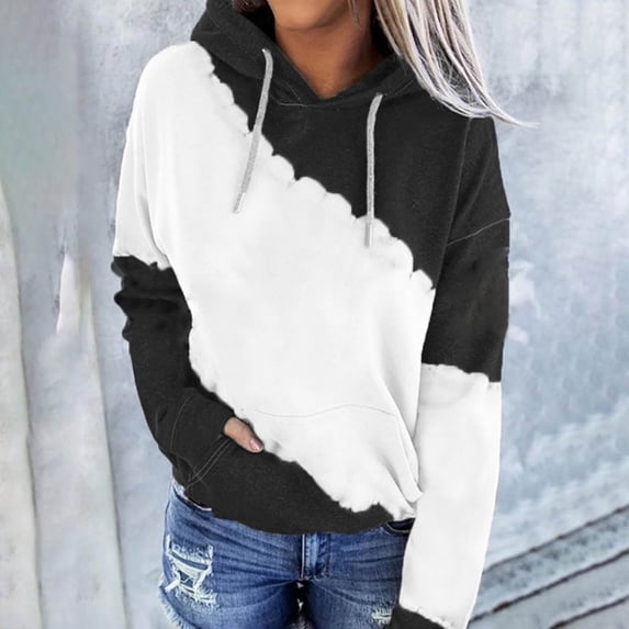 Elvqul Pullover Womens Hoodies Graphic Black Fall Womens Sweatshirts Under $5 Comfortable Drawstring Tops