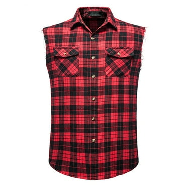 Elvqul Red Shirts for Men with Pocket Summer T-Shirts Sleeveless Clearance Fashion Collar Mens Tank Tops Pullover