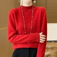thumbnail image 1 of Vetsdori Red Sweaters for Women Solid Color Round Pullover Fashion Office Long Sleeve Womens Sweaters Comfy, 1 of 3