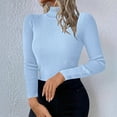 thumbnail image 1 of Hipattires Regular Sweaters for Women Sweaters Knit Pullover Thickness Winter Work Tops Long Sleeve Light Blue Womens Blouse Plain, 1 of 8