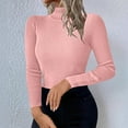 thumbnail image 1 of Hipattires Regular Sweaters for Women Thickness Knitted Pullover Work Plain Tops Thick Warm Casual Winter Pink Womens Blouse, 1 of 8