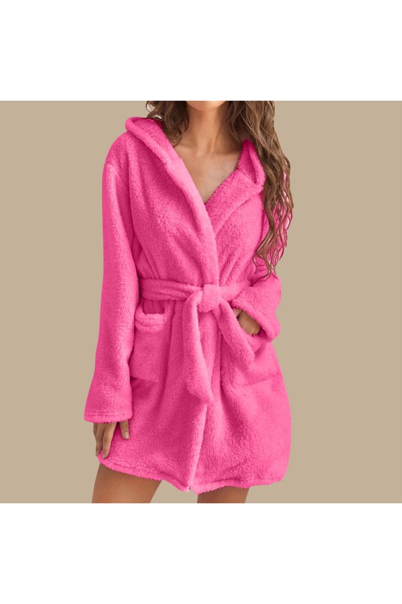 Robes for Women Plus Size Robes for Women Spa Velvet Hot Pink Short Sleepwear Robe