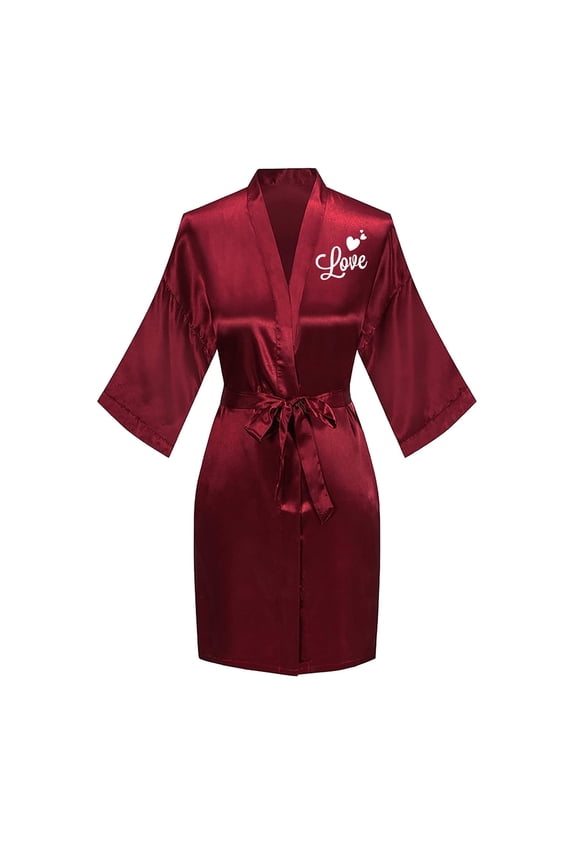 Satin Robe Women Plus Size Silk Robe for Women Spa Red Long Sleepwear Robe