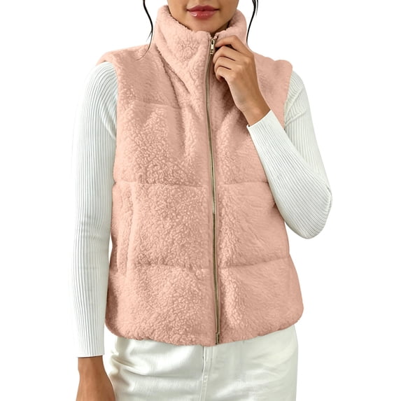 Elvqul Sherpa Fleece Vest Zip Up Elegant