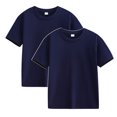 thumbnail image 1 of Elvqul Shirts for Girls Children Cotton Basic Round Neck Short Sleeve 2 Pack Navy Girls T-shirts, 1 of 6