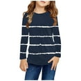 thumbnail image 1 of Elvqul Shirts for Girls Unisex Navy Striped Print Round Neck Soft Long Sleeve Girls T-shirts, 1 of 6