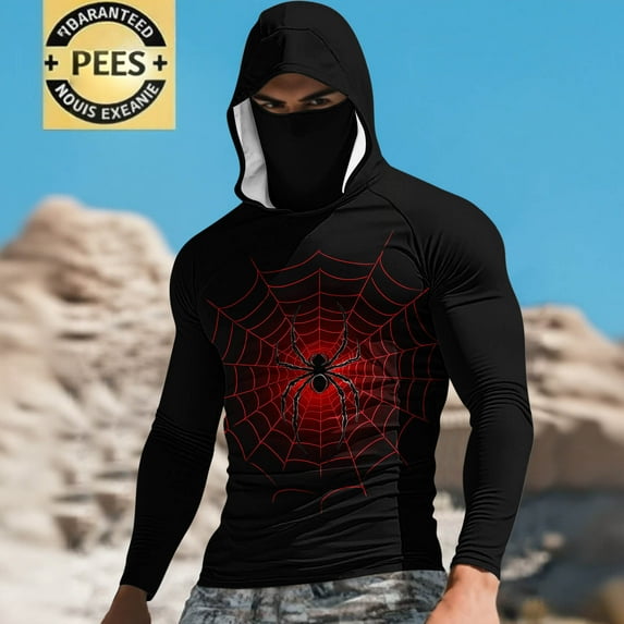 Elvqul Shirts for Men Big and Tall Pullover Halloween Halloween Hooded Silk Long Sleeve Mens Shirts