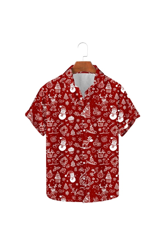Shirts for Men Christmas Merry Christmas Long Sleeve Crew Neck Blue Pullover Mens Shirts Loose