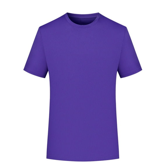 Vetsdori Shirts for Men Short Sleeve Pullover Fashion Purple Travel Round Neck Solid Breathable Mens T-Shirts