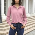 thumbnail image 1 of Elvqul Shirts for Women Collared Button up Plus Size Tops for Women Long Sleeve Summer Purple Solid Shirt, 1 of 7