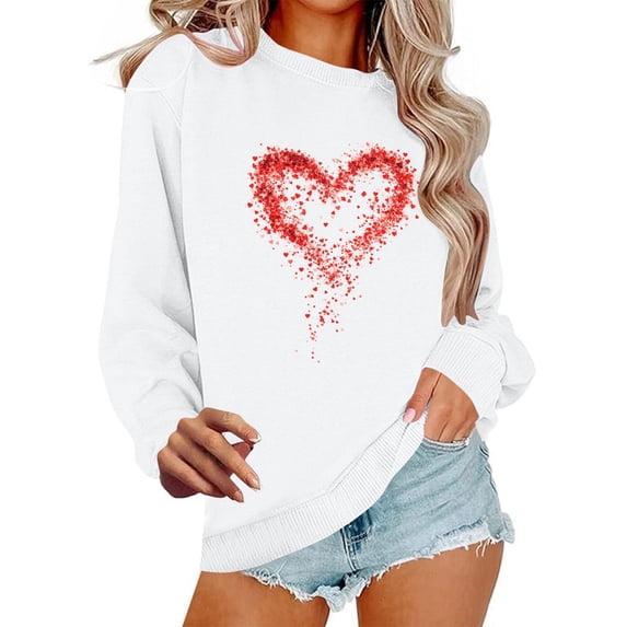 Elvqul Shirts for Women Graphic Crew Neck Loose Tops Crewneck Pullover Fashionable Ladies Shirts Long Sleeve