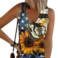 thumbnail image 1 of Elvqul Shirts for Women Patriotic Fourth of July Tops American Flag Independence V-Neck Sleeveless Ladies Blouses Star, 1 of 4