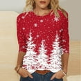 thumbnail image 1 of Elvqul Shirts for Women Print Tops Plus Size Crewneck Christmas Dressy Womens Shirts 3/4 Sleeve, 1 of 5