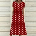 thumbnail image 1 of Elvqul Short Sleeve Dresses for Women Summer Tunic Long Dresses Round Neck Loose Polka Dot Pullover Womens Tank Dresses Red, 1 of 5