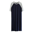 thumbnail image 1 of Elvqul Short Sleeve Nightgown for Men Pullover Crew Neck Nightshirt Big & Tall Loose Fit Side Split Plain Mens Nightwear, 1 of 7