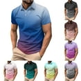 thumbnail image 1 of Vetsdori Short Sleeve Shirts for Men Big and Tall Pull-On Gradient Print Outdoor Collared Button up Blue Mens T-Shirts Round, 1 of 7