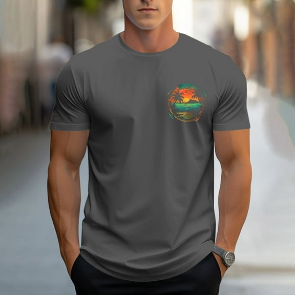 Vetsdori Short Sleeve Shirts for Men Slim Fit Athlete Pull On Outdoor Classic Muscle Dark Gray Stylish Mens T-Shirts Graphics