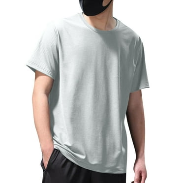 Elvqul Short Sleeve T Shirts for Men Gray Athletic T-Shirts Breathable Big and Tall Everyday Solid Color Pullover Crew Neck Fast Drying Mens Shirts Stylish