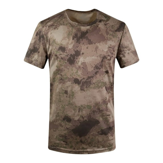 Vetsdori Short Sleeve T-Shirts for Men Stretch Camouflage Pull On Casual Breathable Crew Neck Dry Fit Mens Shirts Graphics