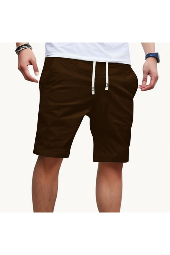 Shorts for Men Brown Flat Front Print Mens Shorts Summer