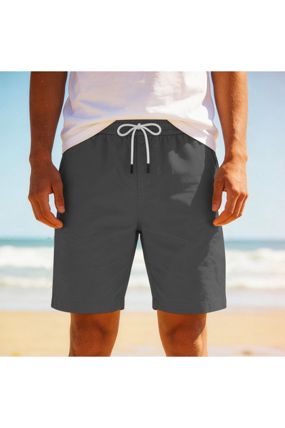 Shorts for Men Drawstring Elastic Waist Swimming Trunks Summer Outdoor Quick Dry Pocket Mens Board Shorts Stretch