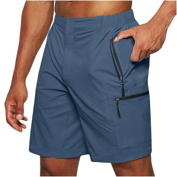 Elvqul Shorts for Men with Pockets Cargo Basketball Blue Solid Color Sports Workout Mens Shorts