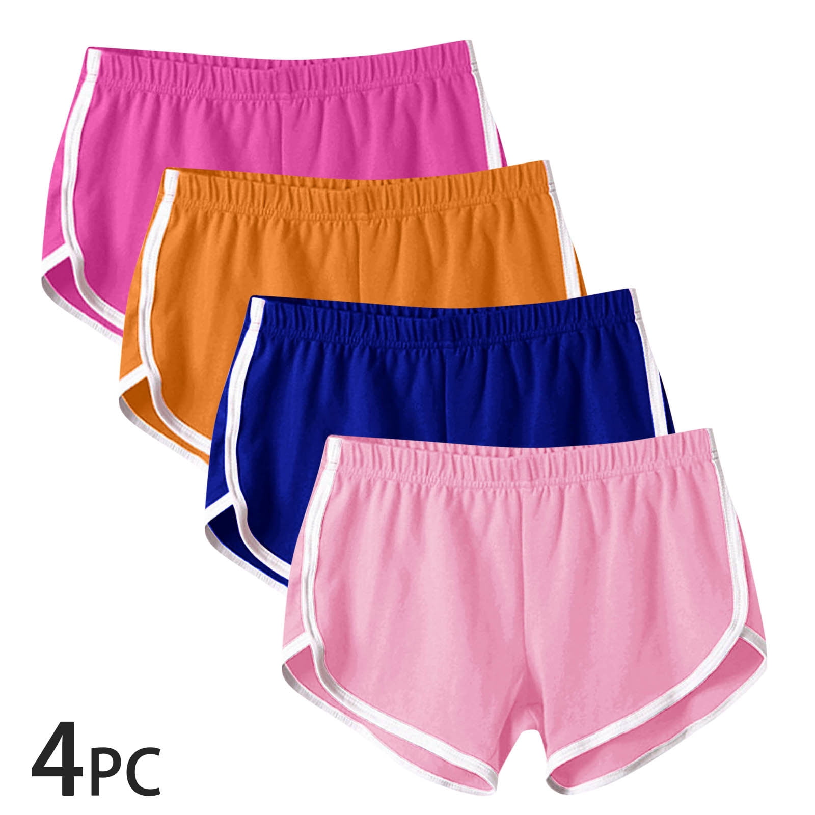 Elvqul Shorts for Women Clearance $5 4 Pack Pull on Athletic Multicolor ...