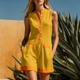thumbnail image 1 of Elvqul Shorts for Women Loose Rompers Pockets Summer Beach Solid Holiday Sleeveless Womens Shorts Wide Leg, 1 of 8
