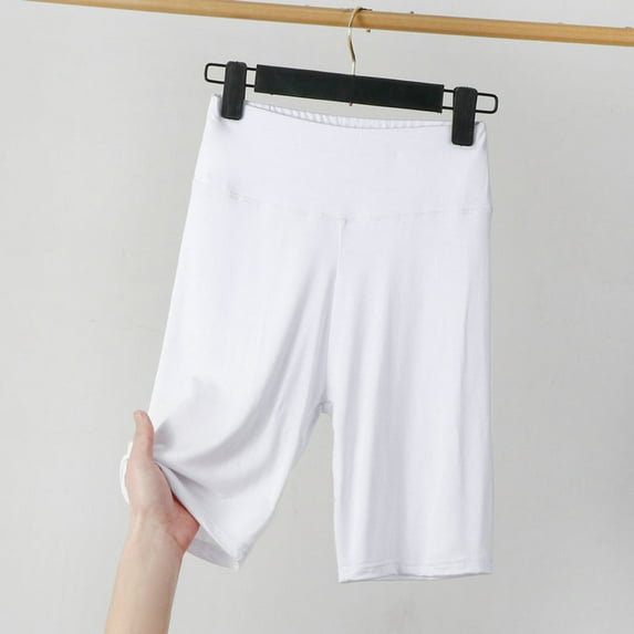 Elvqul Shorts for Women Plus Size High Waisted Leggings Stretchy Workout Pull-on White Shorts