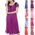 thumbnail image 1 of Royisotas Silky Nightgowns for Women Pleated Loose Sleepwear Long Casual Orange Solid Color Womens Nightdress Comfortable, 1 of 4