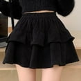 thumbnail image 1 of Elvqul Skirts for Women Black Stretch Solid Color Trendy High Waist Ladies Mini Skirts Casual, 1 of 5